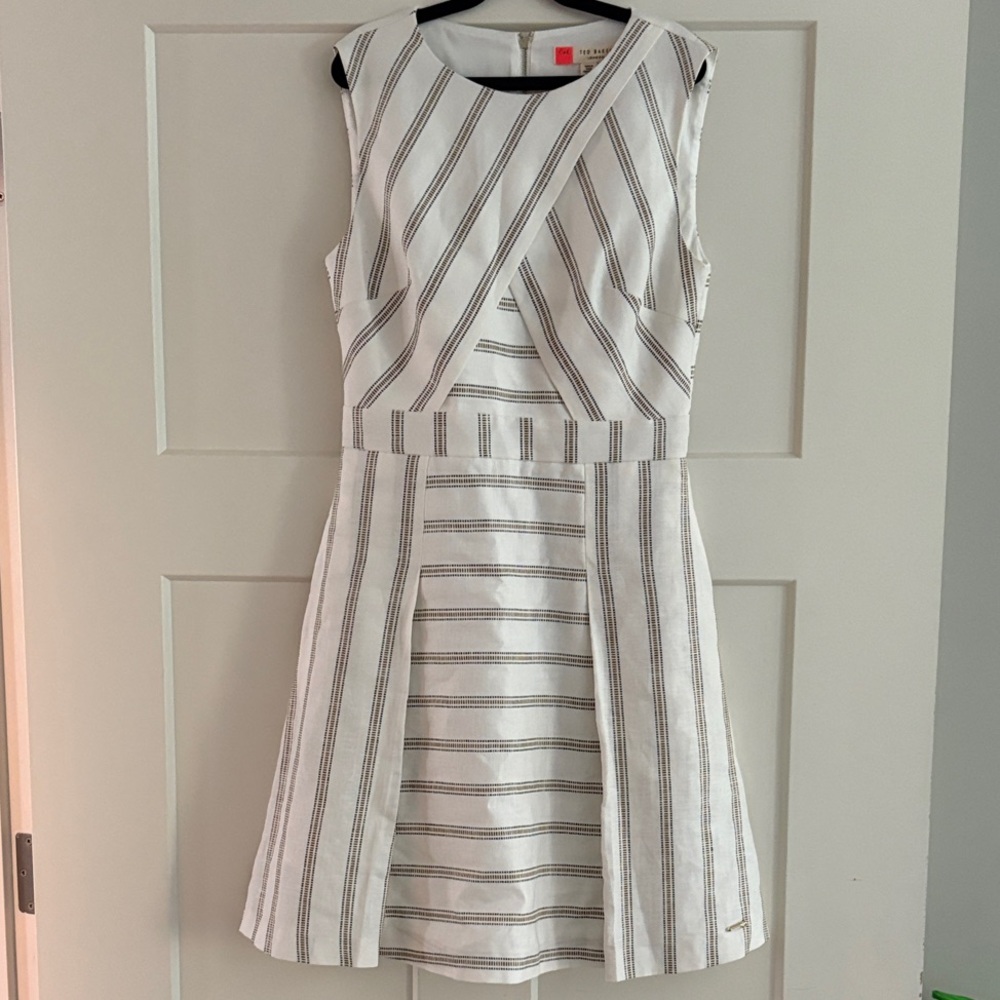 Ted Baker White and Black Striped Mini Dress
